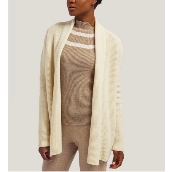 Gentle Herd Sweaters - Gentle Herd Cardigans Pure Cashmere Cardigan W Ribbed Shawl Collar Ivory